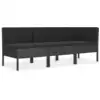 Image de vidaXL Ensemble de salon de jardin 3 pièces avec coussins Poly rotin noir