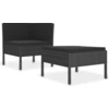 Image de vidaXL Ensemble salon de jardin 2 pièces avec coussins Poly rotin noir