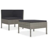 Image de vidaXL Ensemble de salon de jardin 2 pièces avec coussins Poly Rattan Gris