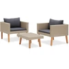Image de vidaXL Ensemble de salon de jardin 3 pièces avec coussins Poly Rattan Beige