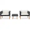 Image de vidaXL Ensemble de salon de jardin 3 pièces avec coussins Poly rotin noir