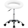 Image de vidaXL Tabouret de travail à roulettes blanc similicuir