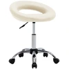 Image de vidaXL Tabouret de travail à roulettes Crème Similicuir
