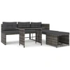 Image de vidaXL Ensemble de jardin 4 pièces avec coussins Gris Poly rotin