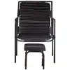 Image de vidaXL Fauteuil de relaxation avec repose-pieds Noir cuir véritable