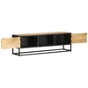 Image de vidaXL Armoire TV avec porte sculptée 130x30x40 cm Bois de manguier rugueux
