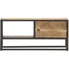 Image de vidaXL Armoire TV avec porte sculptée 90x30x40 cm Bois de manguier rugueux