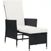 Image de vidaXL Chaise longue de jardin avec coussins Poly rotin noir