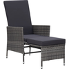 Image de vidaXL Garten-Liegestuhl mit Auflagen Poly Rattan Grau