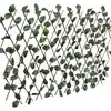 Image de vidaXL Treillis de clôture en osier 5 pièces avec feuilles artificielles 180x30 cm