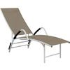 Image de vidaXL Chaise longue Textilène et aluminium Taupe