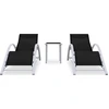 Image de vidaXL Bains de soleil 2 pcs. avec table aluminium noir