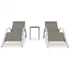 Image de Bains de soleil 2 pcs. avec table aluminium taupe