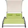 Image de vidaXL Bain de soleil double avec toit solaire Textilène vert
