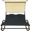 Image de vidaXL Bain de soleil double avec toit solaire Textilène noir et crème