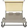 Image de vidaXL Bain de soleil double avec toit en textilène taupe et crème