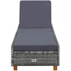 Image de vidaXL Chaise longue avec support Poly rotin gris