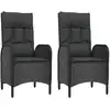 Image de vidaXL Chaises de jardin 2 pcs. Poly rotin noir
