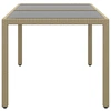 Image de vidaXL Table de jardin 150x90x75 cm verre dur et poly rotin beige