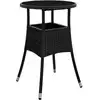 Image de vidaXL Table de jardin Ø60x75 cm verre dur et poly rotin noir