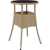 Image de vidaXL Gartentisch Ø60x75 cm Hartglas et Poly Rattan Beige