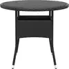 Image de vidaXL Table de jardin Ø80x75 cm verre dur et poly rotin noir