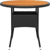 Image de vidaXL Table de jardin Ø80x75 cm acacia et poly rotin noir