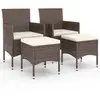 Image de vidaXL Ensemble de 4 chaises et tabourets de jardin en poly rotin brun