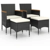 Image de vidaXL Ensemble de 4 chaises et tabourets de jardin en poly rotin noir