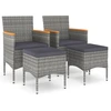 Image de vidaXL 4-tlg. Set de hotte de jardin et d'hochet Poly Rattan Grau