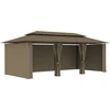 Image de vidaXL Pavillon avec rideaux 600x298x270 cm Taupe 180 g/m