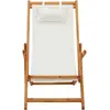 Image de vidaXL Chaise de plage pliante en bois massif d'eucalyptus et tissu crème
