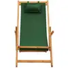 Image de vidaXL Chaise de plage pliante en bois massif d'eucalyptus et tissu vert
