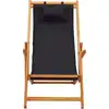 Image de vidaXL Chaise de plage pliante en bois massif d'eucalyptus et tissu noir