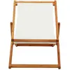 Image de vidaXL Chaise de plage pliante bois d'eucalyptus et tissu blanc crème