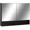 Image de vidaXL Armoire à miroir LED pour salle de bain noir 80x15x60 cm MDF