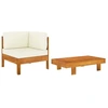 Image de vidaXL Ensemble salon de jardin 2 pièces avec coussins blanc crème en bois d'acacia