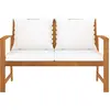 Image de vidaXL Banc de jardin 120 cm avec coussins blanc crème Bois massif acacia