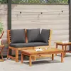 Image de vidaXL Ensemble de salon de jardin 3 pièces avec coussin gris foncé en acacia