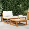 Image de vidaXL Ensemble de salon de jardin 3 pièces avec coussins crème Bois massif Acacia