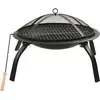 Image de vidaXL Foyer et barbecue 2 en 1 avec tisonnier 56x56x49 cm acier
