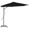 Image de vidaXL Parasol avec mât en acier 300x230 cm noir