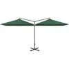 Image de vidaXL Parasol double avec mât en acier 600x300 cm vert