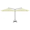 Image de vidaXL Parasol double avec mât en acier 600x300 cm blanc sable
