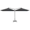 Image de vidaXL Double parasol avec mât en acier 600x300 cm Anthracite
