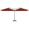 Image de vidaXL Parasol double avec mât en acier 600x300 cm Terracota