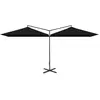 Image de vidaXL Parasol double avec mât en acier 600x300 cm noir