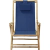 Image de vidaXL Chaise Relax Réglable Bleu Marine Bambou et Tissu