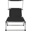 Image de vidaXL Bains de soleil pliants avec toit 2 pcs. Alu Textilène noir