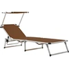 Image de vidaXL Bains de soleil pliants avec toit 2 pcs. Alu Textilène Marron